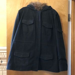 Coat with Faux fur lined hood